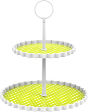 Zak!Designs Etagere Dotty - 2-laags - Ø 15 en 21 cm - Hoogte 23 cm - Groen