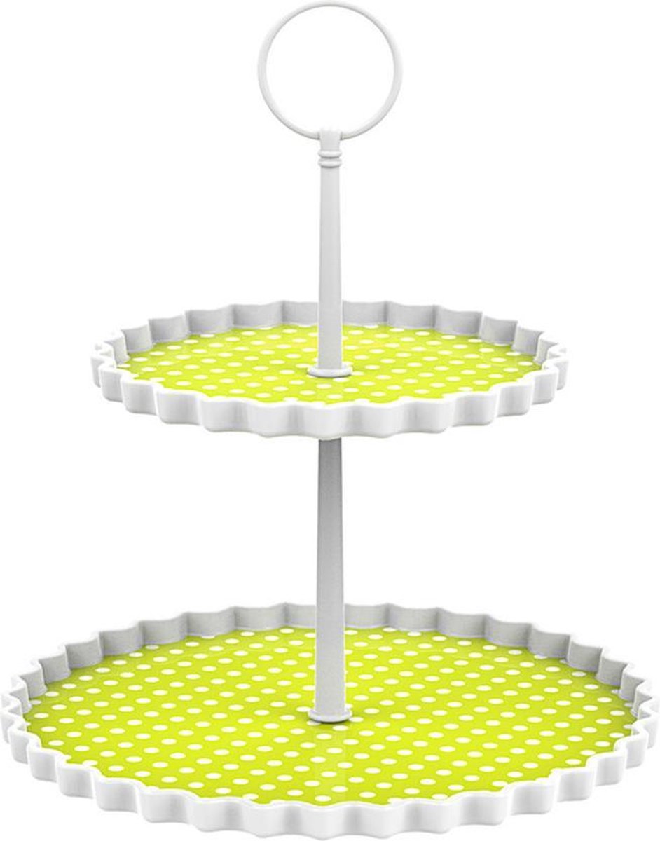 Zak!Designs Etagere Dotty - 2-laags - Ø 15 en 21 cm - Hoogte 23 cm - Groen