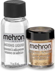 Mehron Schmink Metallic Poeder + Mixing Liquid - Goud