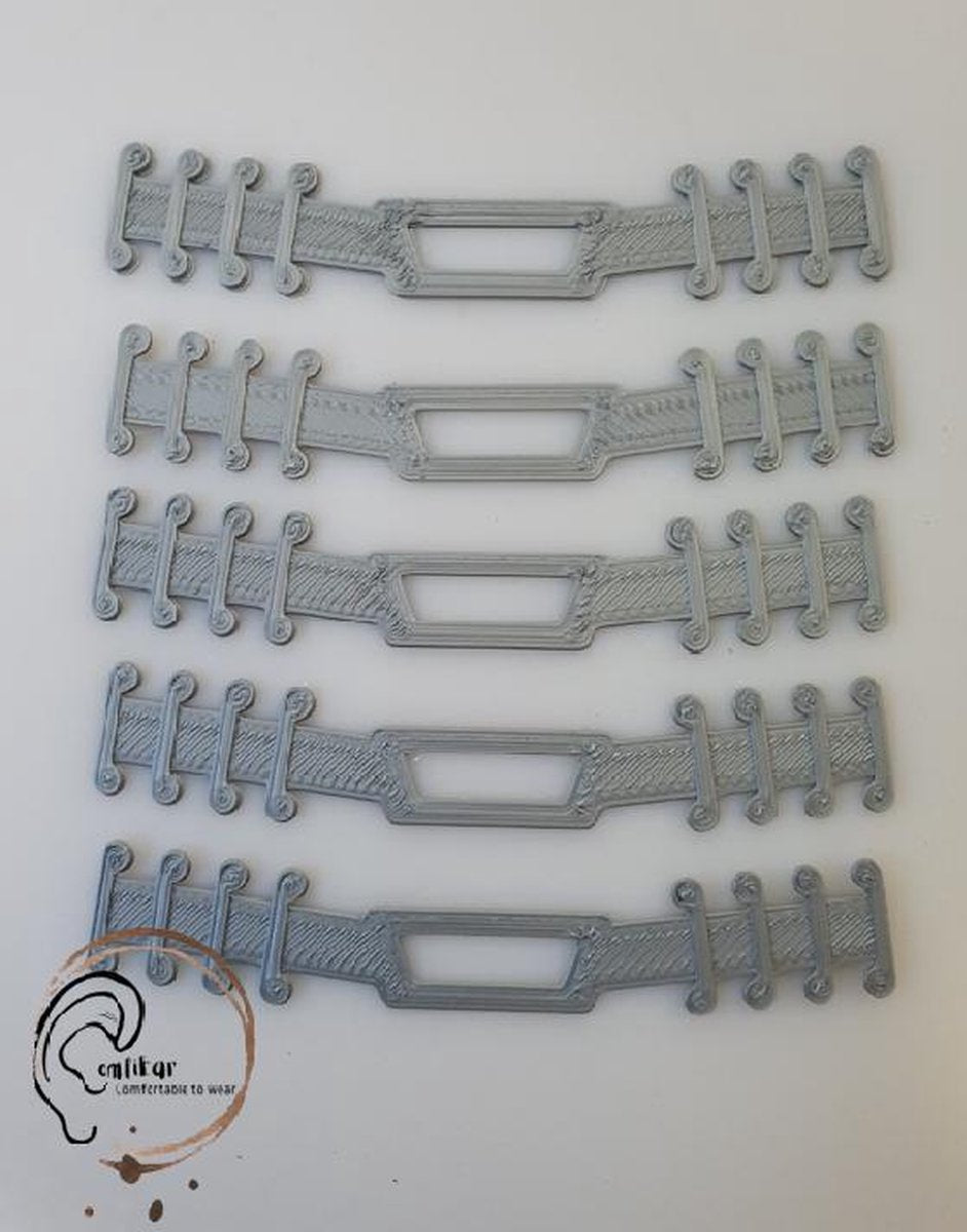 EarComfort LUXE 5 stuks zilver -Earsaver - Ear saver - Mondkapje dragen zonder pijn en irritatie - mondkapje houder - earsaver mondmasker - aantrekhulp - mondkapje beschermstuk - draagband mondmasker - oorbeschermer - strip voor mondkapje - earbuddie