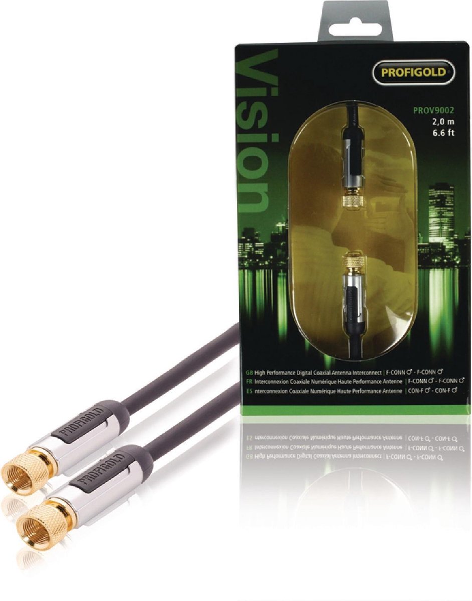 Profigold PROV9002 coax-kabel 2 m 1x F Zwart
