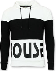 Enos Hoodie Heren Slim Fit - Striped Sweater Black and White - Zwart - Maten: S
