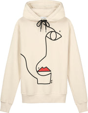 Collect The Label - Lijn Kunst Gezicht Hoodie - Beige - Unisex - M