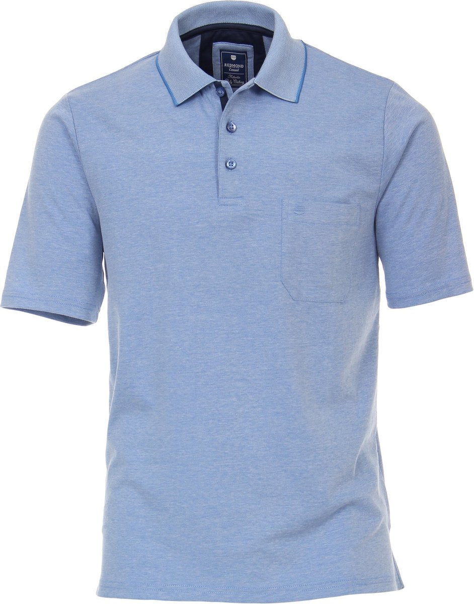Redmond regular fit poloshirt - midden blauw melange -  Maat: 4XL