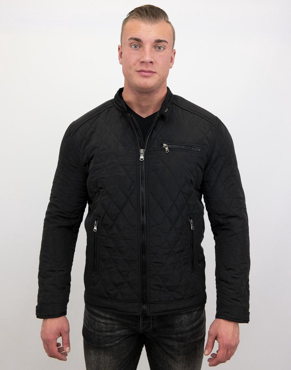 Enos Heren jas kort model - Slim Fit Jack - Zwart - Maten: XL