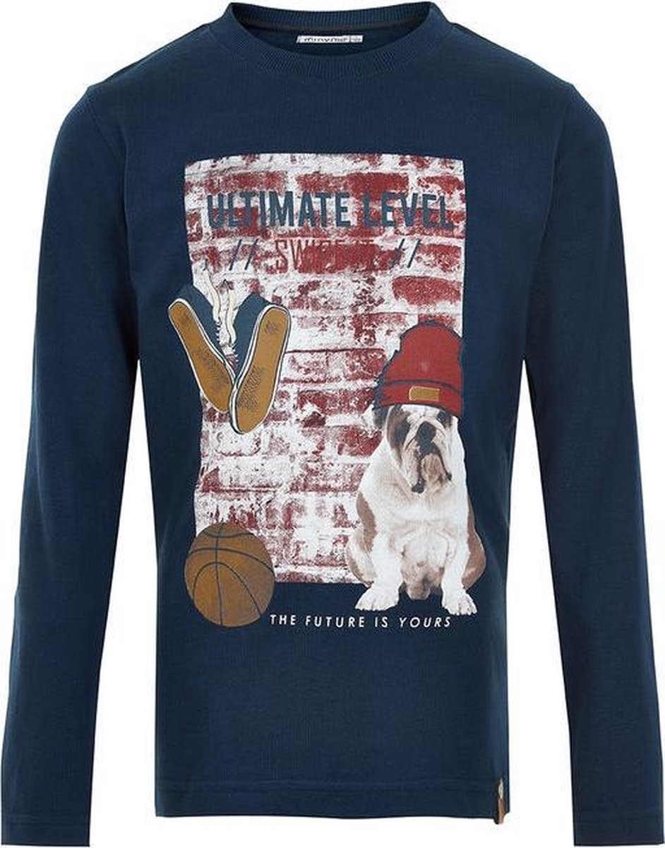 Minymo - jongens shirt - lange mouwen - blauw - Maat 122