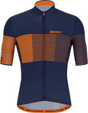 Santini Tono Freccia S/S Fietsshirt - Maat XL  - Mannen - navy/oranje