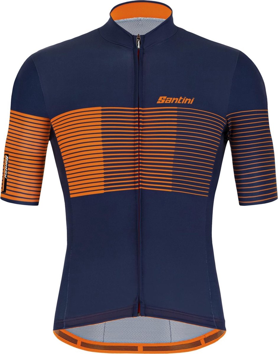 Santini Tono Freccia S/S Fietsshirt - Maat XL  - Mannen - navy/oranje