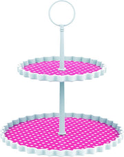 Zak!Designs Etagere Dotty - 2-laags - Ø 15 en 21 cm - Hoogte 23 cm - Fuchsia