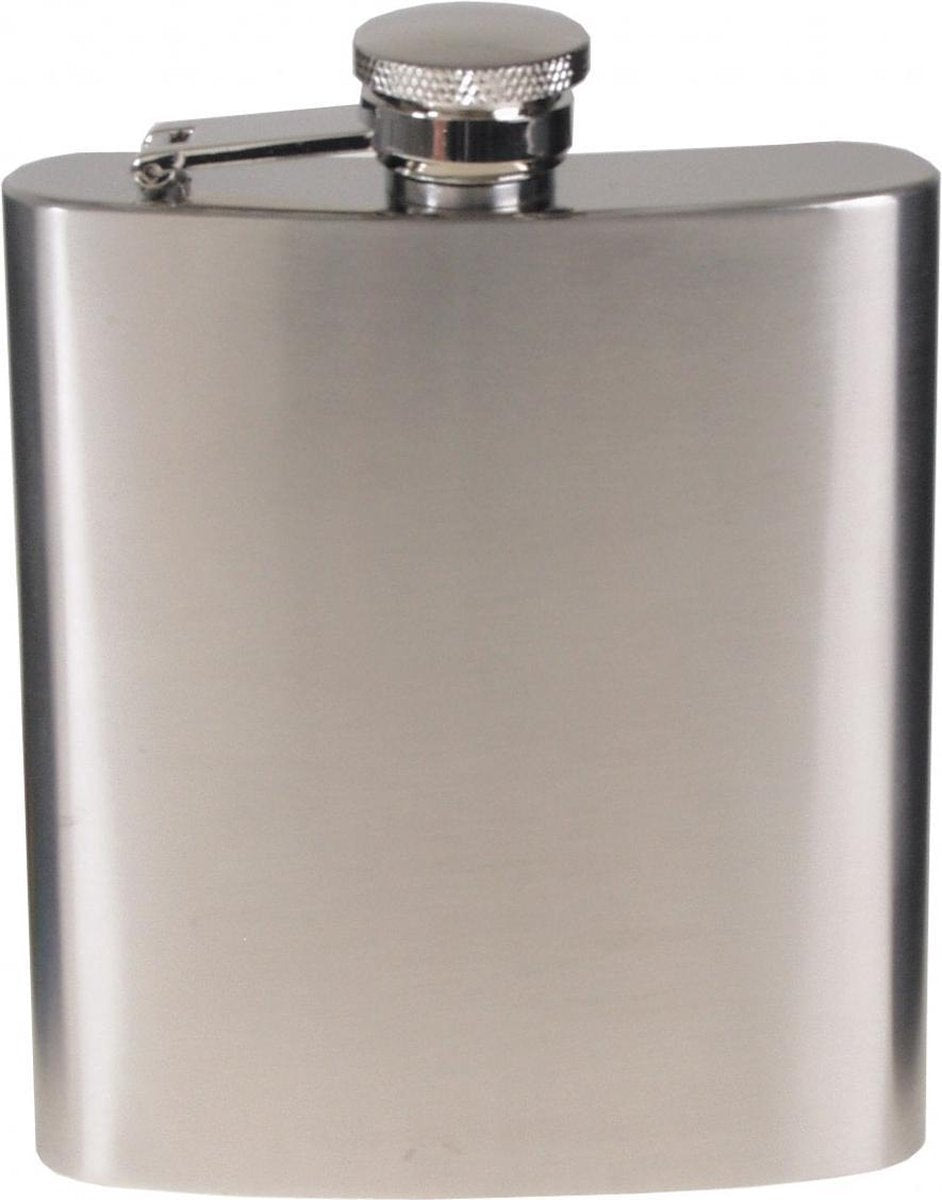 Zakflacon 225 ML - platvink - heupfles RVS
