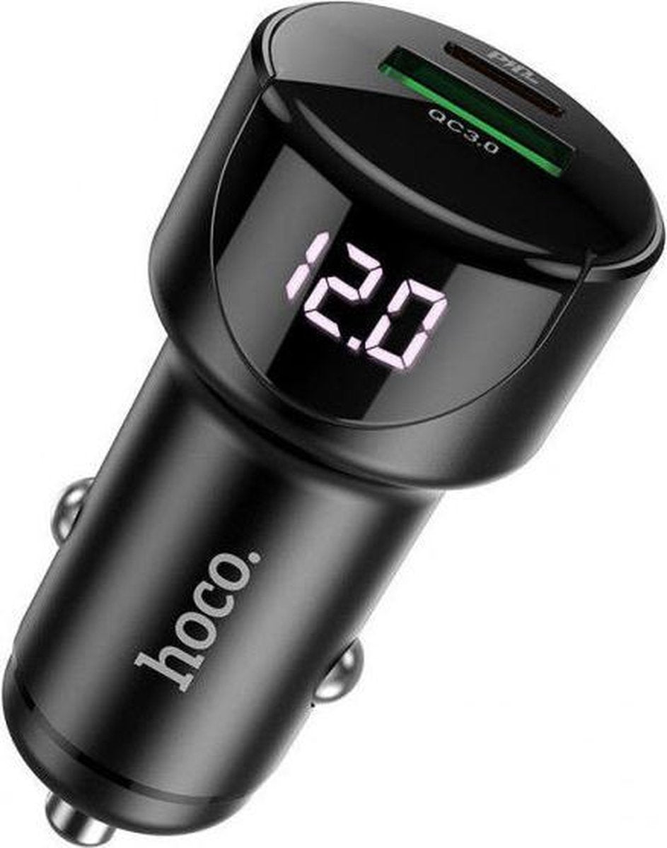 Hoco 3A Fast Charge Autolader met Quick Charge 3.0 en 20W PD Zwart