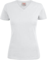 Printer T-shirt Heavy V-hals Lady 2264025 Wit - Maat M