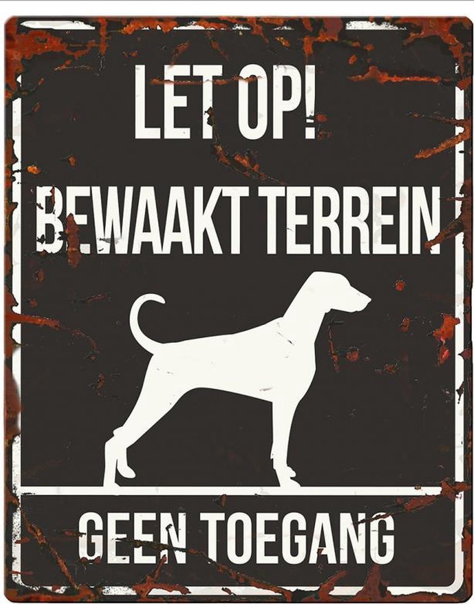 D&D Waakbord / Warning sign square dalmatian n Zwart 20x25cm
