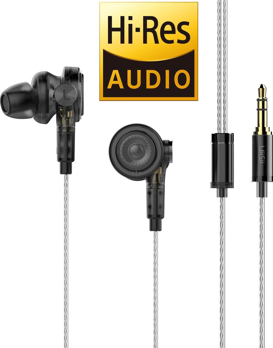 UiiSii T9 ULTIMATE Zwart - Hi-Res Oortjes van Studio Kwaliteit - Carbon Nanotube Diaphragm Drivers + Balanced Armature Drivers
