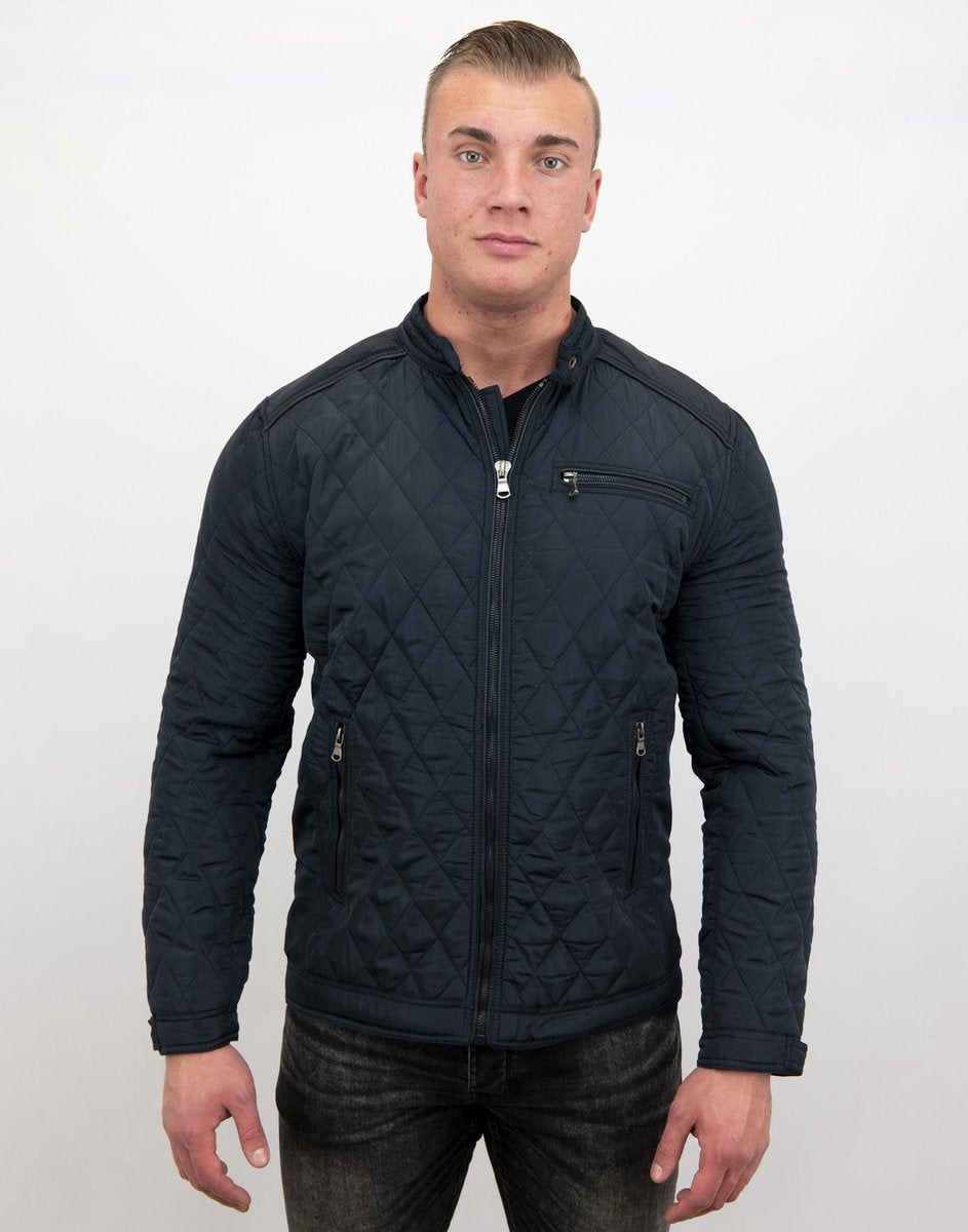 Enos Heren jas kort model - Slim Fit Jack - Blauw - Maten: XXL