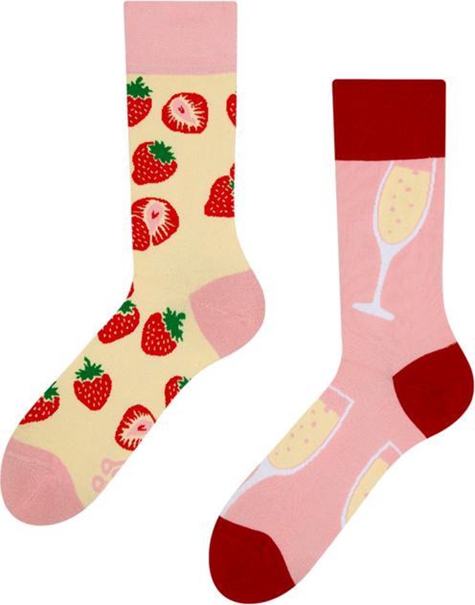 Good Mood Sokken - Champagne en Aardbei - Unisex Maat 43-46