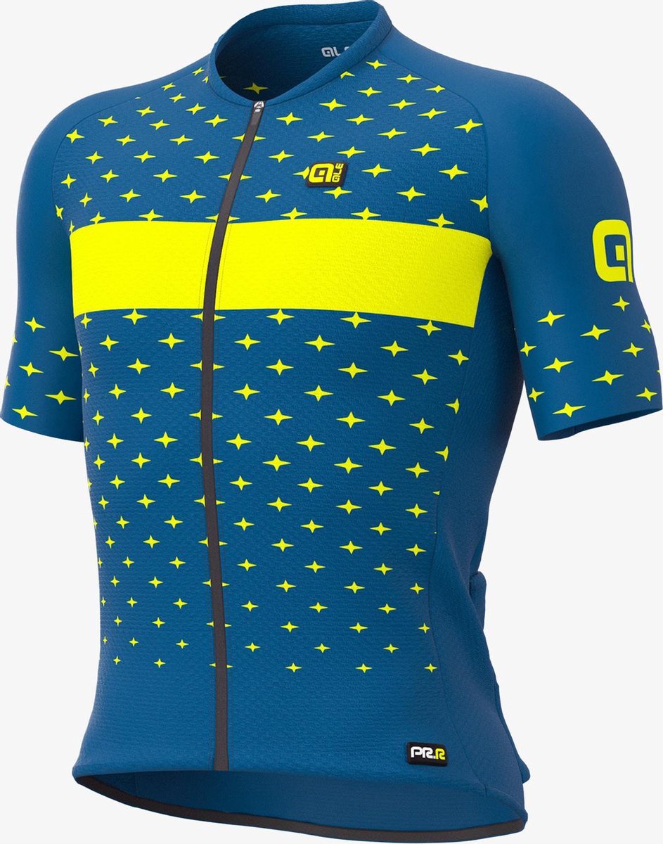 Ale Fietsshirt Korte Mouwen Graphics PRR Stars - FluoGeelMarineblauw - S - Valt klein