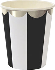 Kartonnen bekers - Strepen  Zwart - Meri Meri - 8 stuks - 260ml