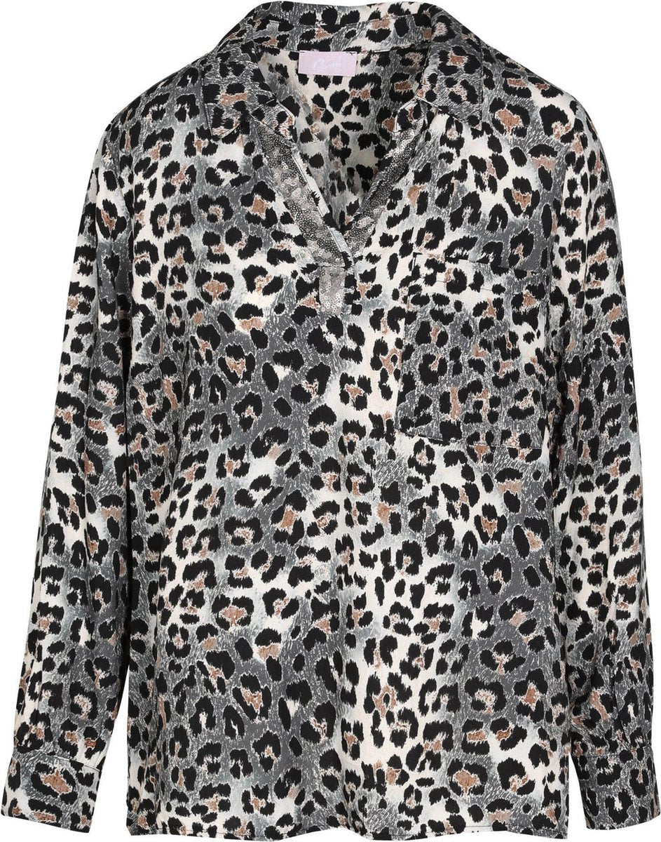Cassis - Blouse met luipaardprint - Grijs