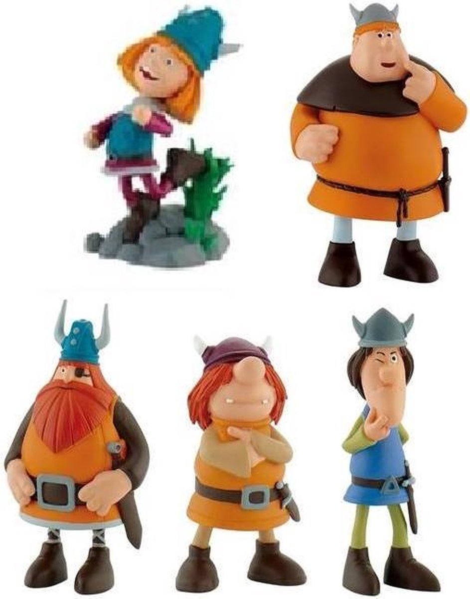 5 Wickie de Viking figuren (+/- 7 cm Bullyland)