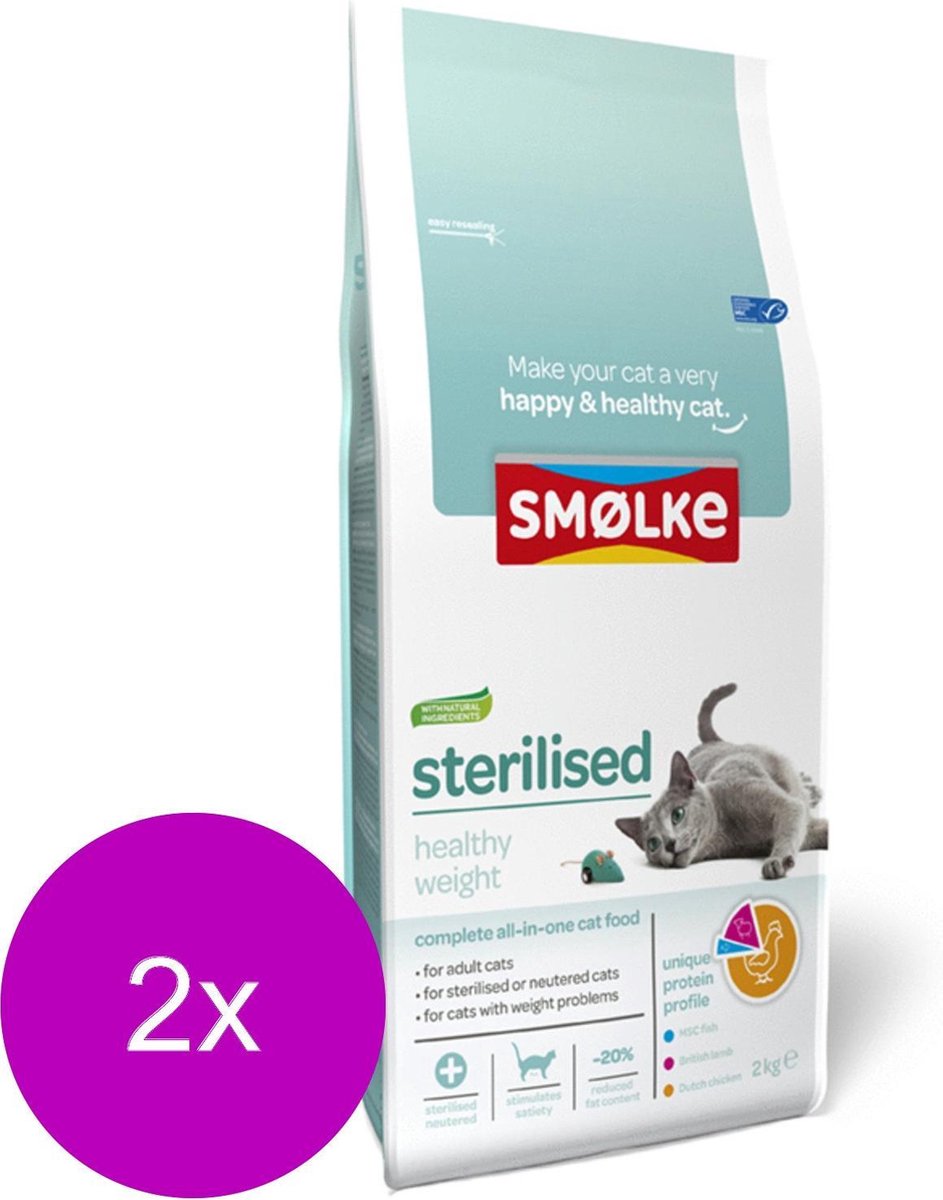 Smolke Sterilised Weight Control Light - Kattenvoer - 2 x 2 kg