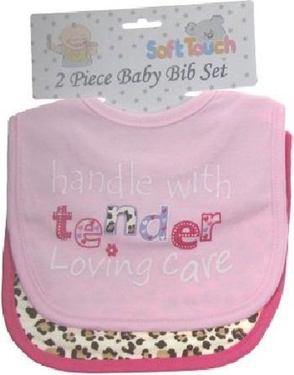 Set van 2 Slabbetjes met luipaardprint