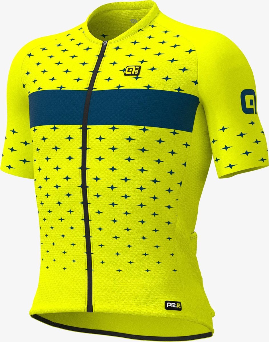 Ale Fietsshirt Korte Mouwen Graphics PRR Stars - MarineblauwFluoGeel - XL - Valt klein