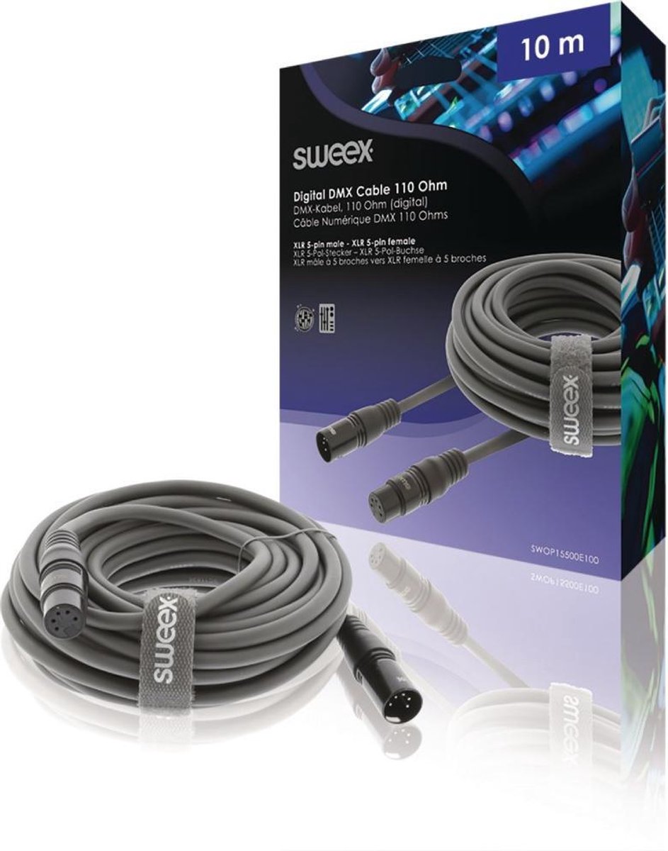 Sweex 5-pins XLR (m) - 5-pins XLR (v) DMX kabel - 10 meter