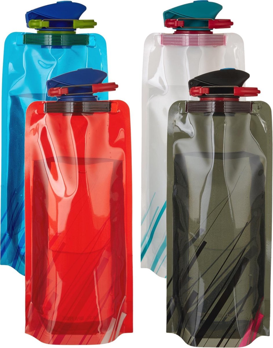 scarlet sport | opvouwbare drinkfles "Compact" (700 ml); set met 4 flessen; BPA-vrij; flexibel