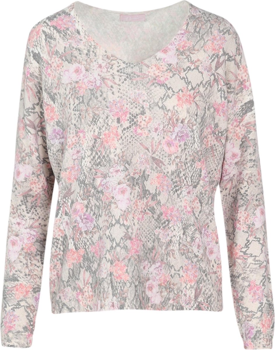 Cassis Dames Trui met slangen en bloemenprint - Maat L/XL