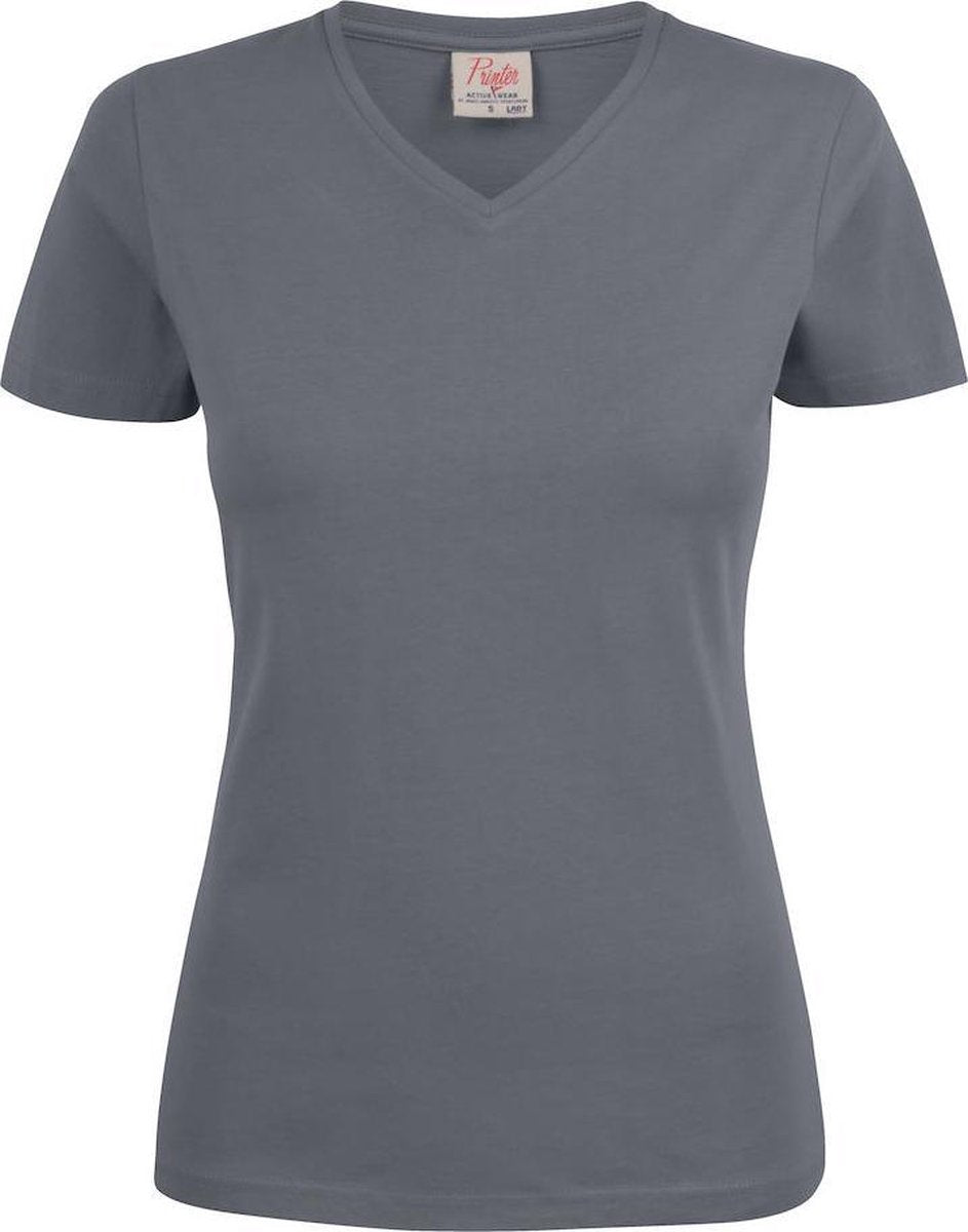 Printer T-shirt Heavy V-hals Lady 2264025 Staalgrijs - Maat L