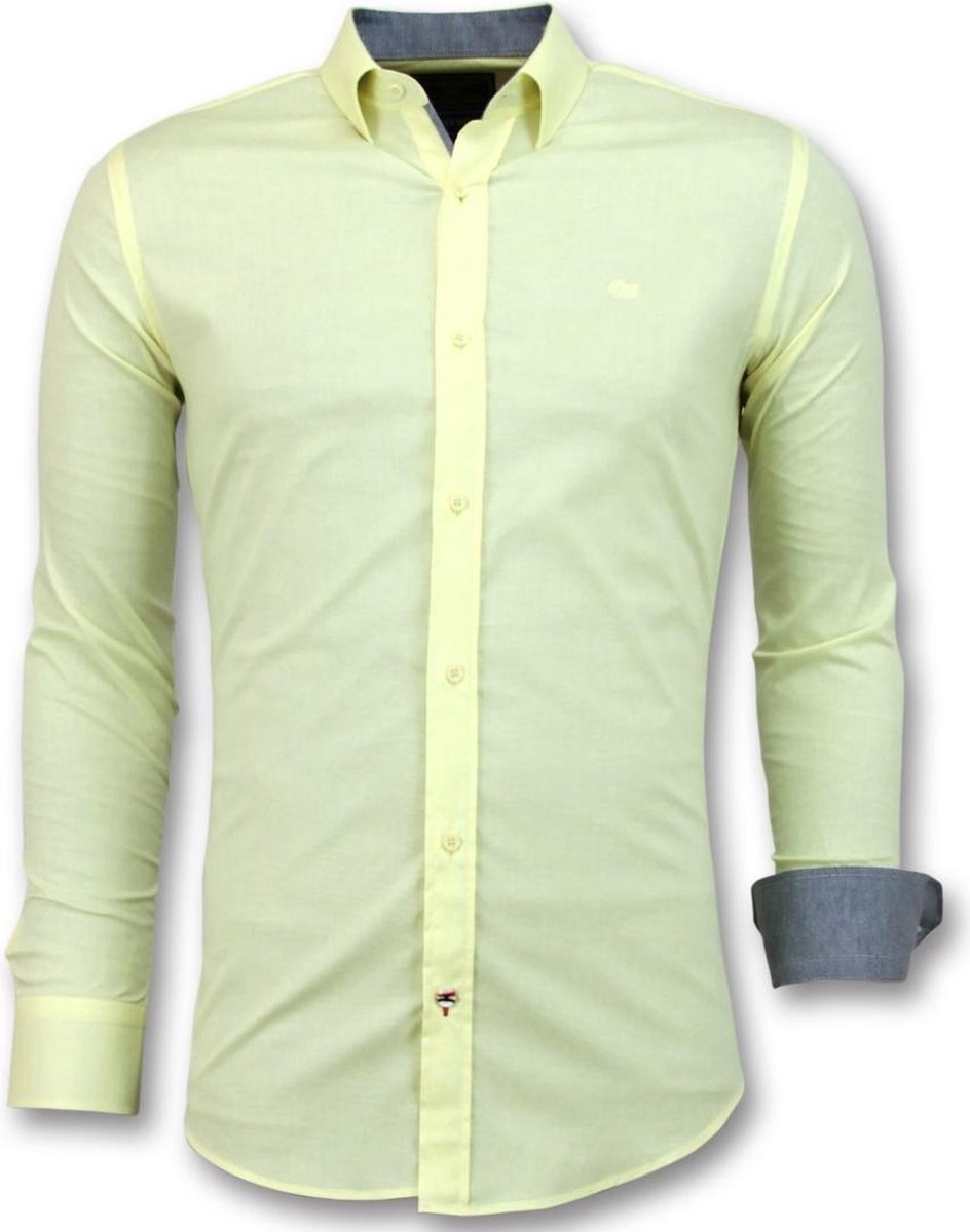 TONY BACKER Italiaanse Blanco Blouse Heren Lange Mouw - 3035 - Geel - Maten: XXXL