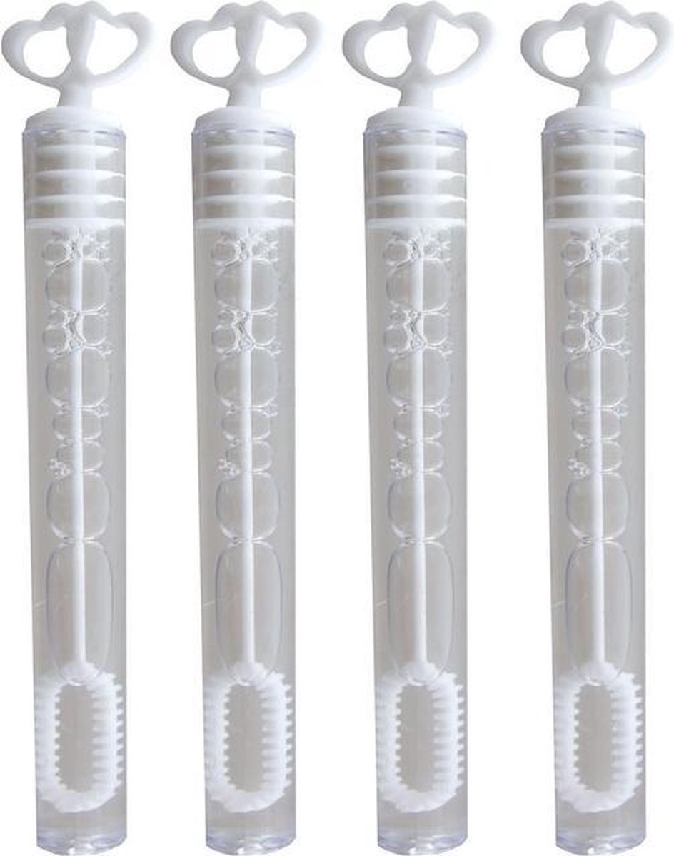 24x Bruiloft/trouwerij bellenblaas witte hartjes - Huwelijk feestarikelen bellenblaas tubes