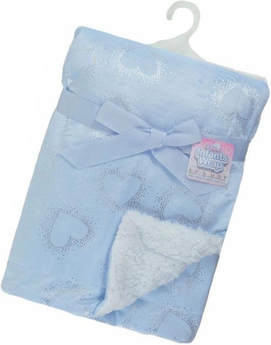 Soft Touch Dekentje Hartjes 75 X 100 Cm Polyester/sherpa Lichtblauw