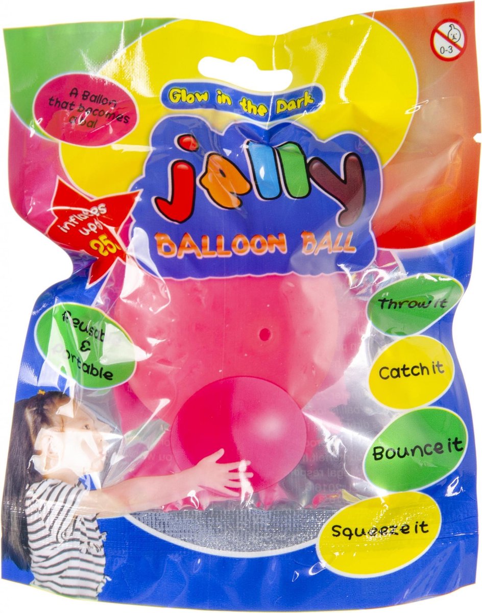 Lg-imports Jellyballon Glow-in-the-dark Junior 15 Cm Roze