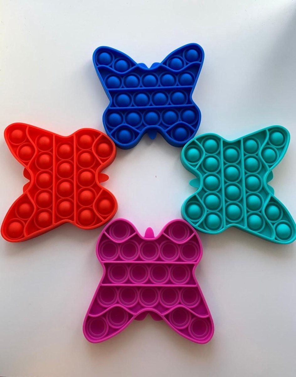 Pop Bubble - Pop it - fidget toys SET!!! - Blauw-Rood-Turquoise-Paars - Vlinder vorm - Speeltje - Nieuwe pop it