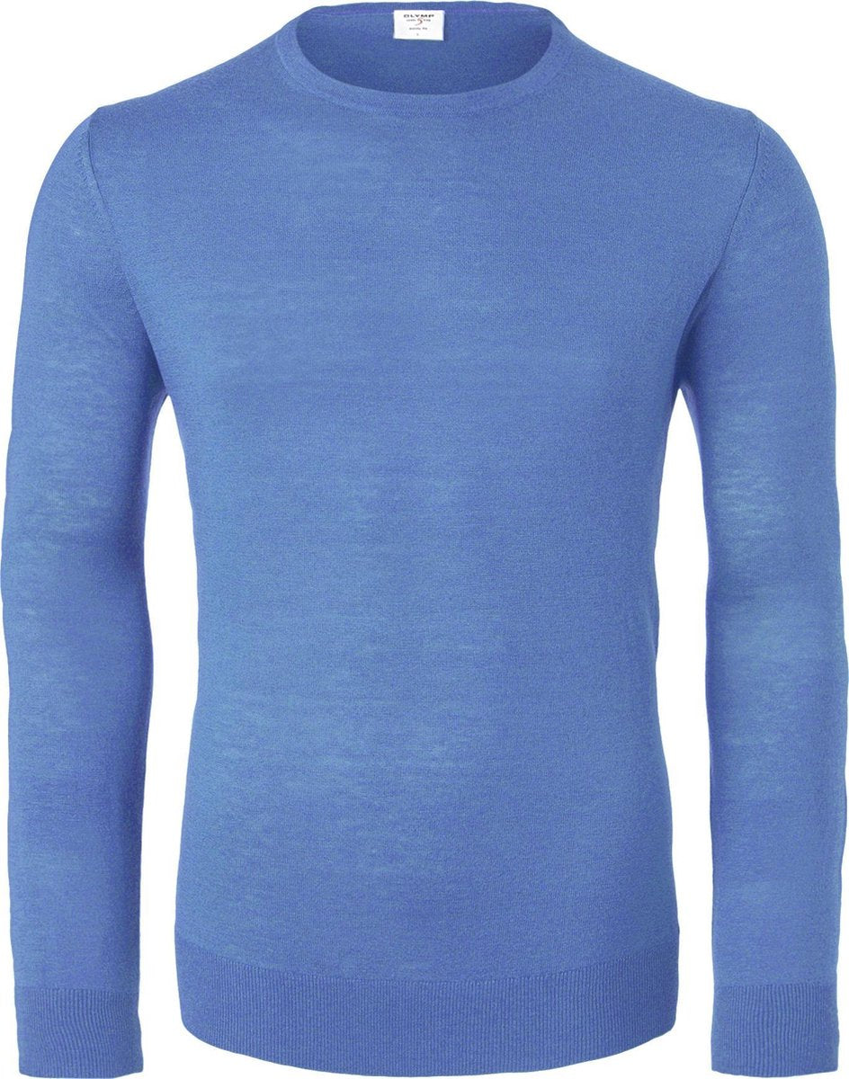 OLYMP Level 5 body fit trui wol met zijde - O-hals  - lichtblauw -  Maat: XXL