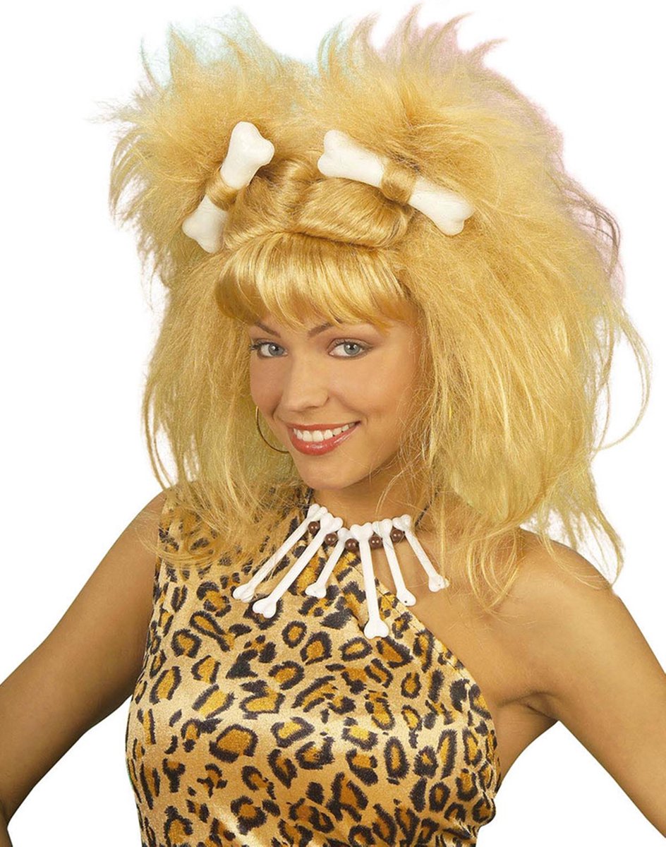 "Blonde holbewoner pruik voor vrouwen  - Verkleedpruik - One size"