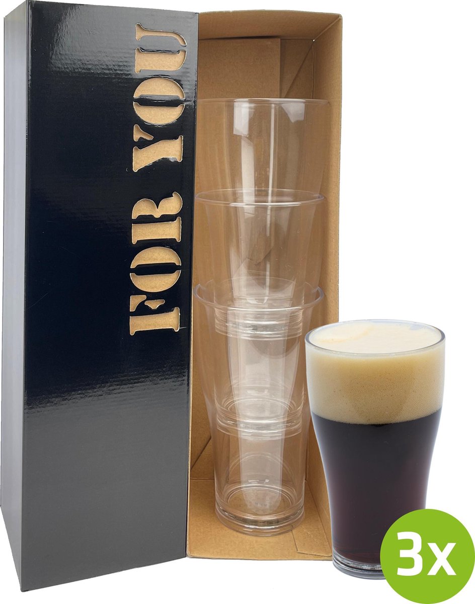 3x Bierglas Dublin 57cl cadeauset | Onbreekbare kunststof / plastic drinkglazen