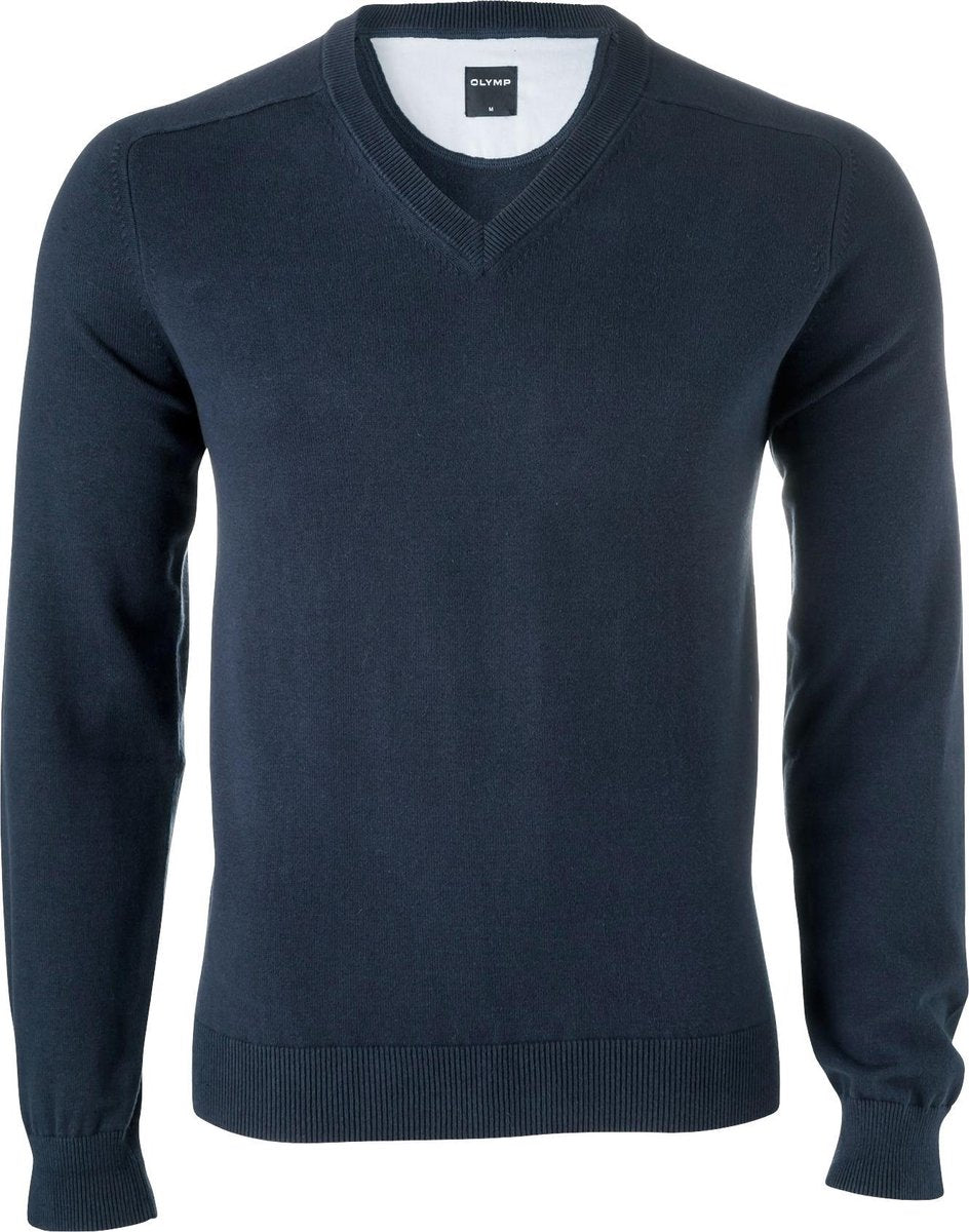 OLYMP heren trui katoen - V-hals - marine blauw -  Maat XXXXL