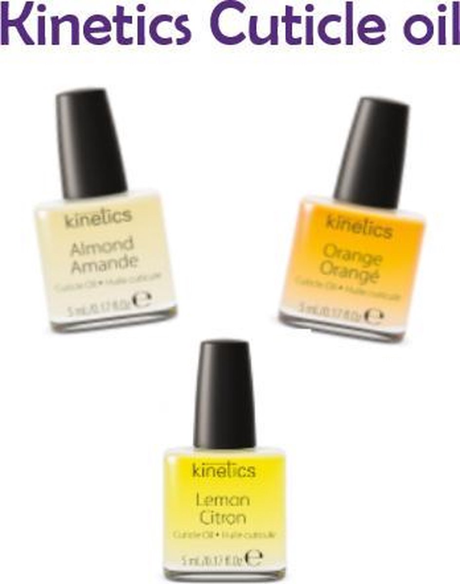 Set Kinetics nagelriemolie/Cuticle oil in 3 geuren Almond
