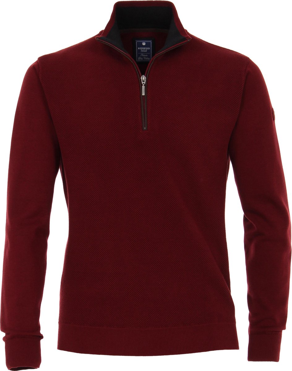 Redmond heren trui katoen - schipperstrui met rits - warm rood -  Maat XXXXL