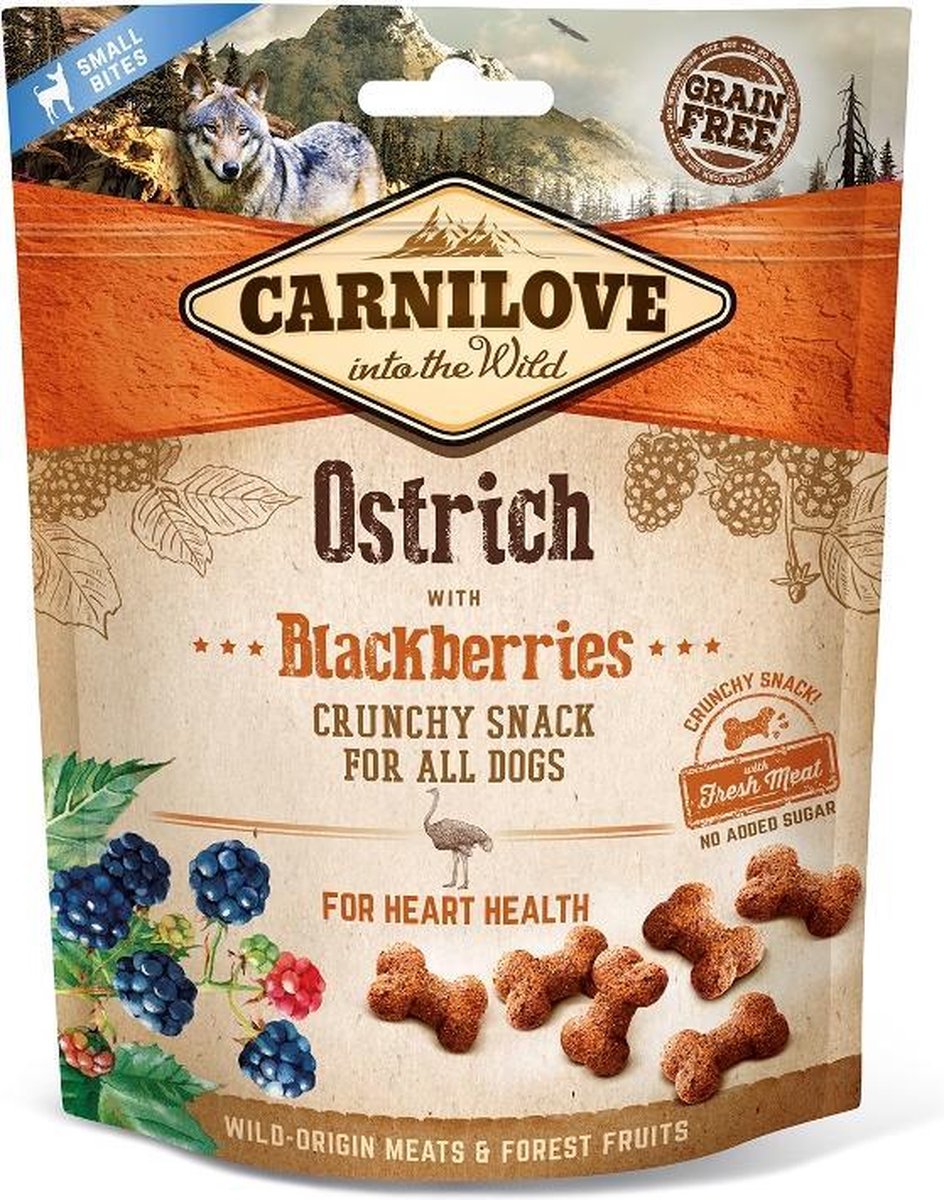 Carnilove Crunchy hondensnack Ostrich with Blackberries 200 gram -  - Hondensnack