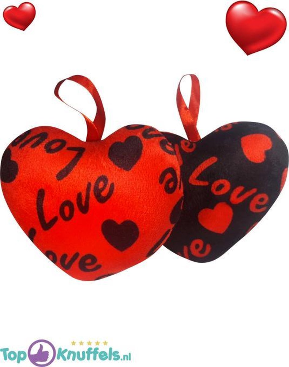 Love Hart Pluche Knuffels 2 stuks  (Rood + Zwart) 15 cm | Love Hart Peluche Plush Toy | Knuffel voor kinderen | Valentijnsdag Valentijn Knuffel | Liefde Knuffel