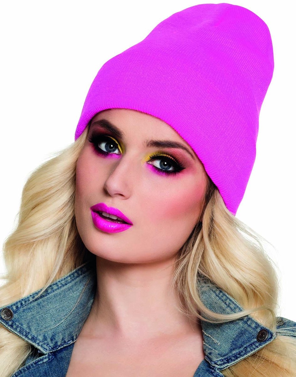 Fluo roze muts voor volwassenen - Verkleedhoofddeksel