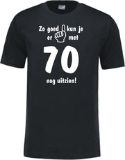 Mijncadeautje - Leeftijd T-shirt - Zo goed kun je er uitzien 70 jaar - Unisex - Zwart (maat L)