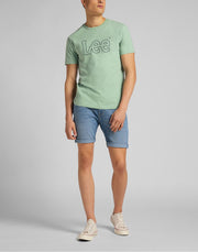 Lee WOBBLY LOGO TEE - GRANITE GREEN - Mannen - Maat M