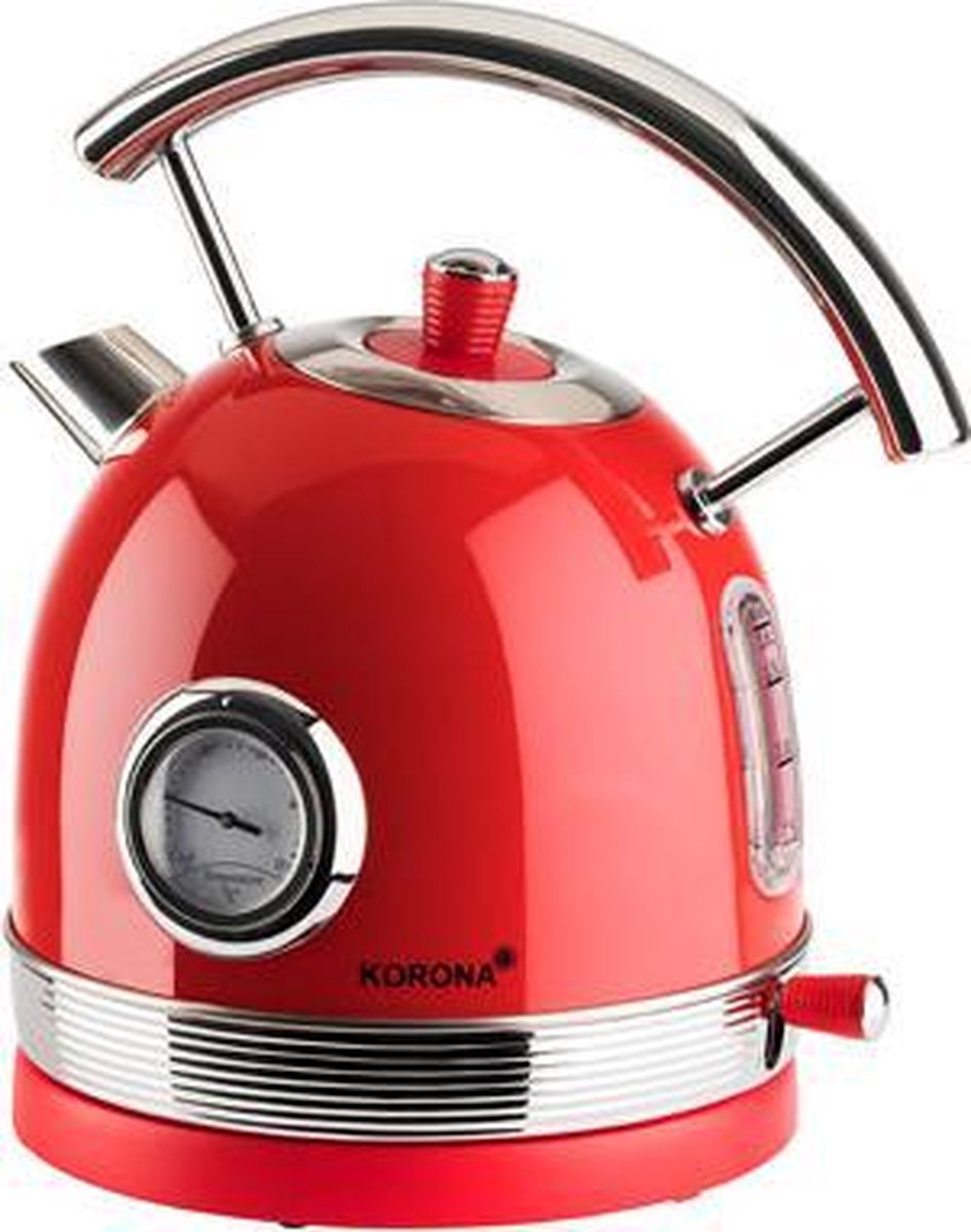Korona 20667- retro waterkoker - met temperatuurmeter - rood
