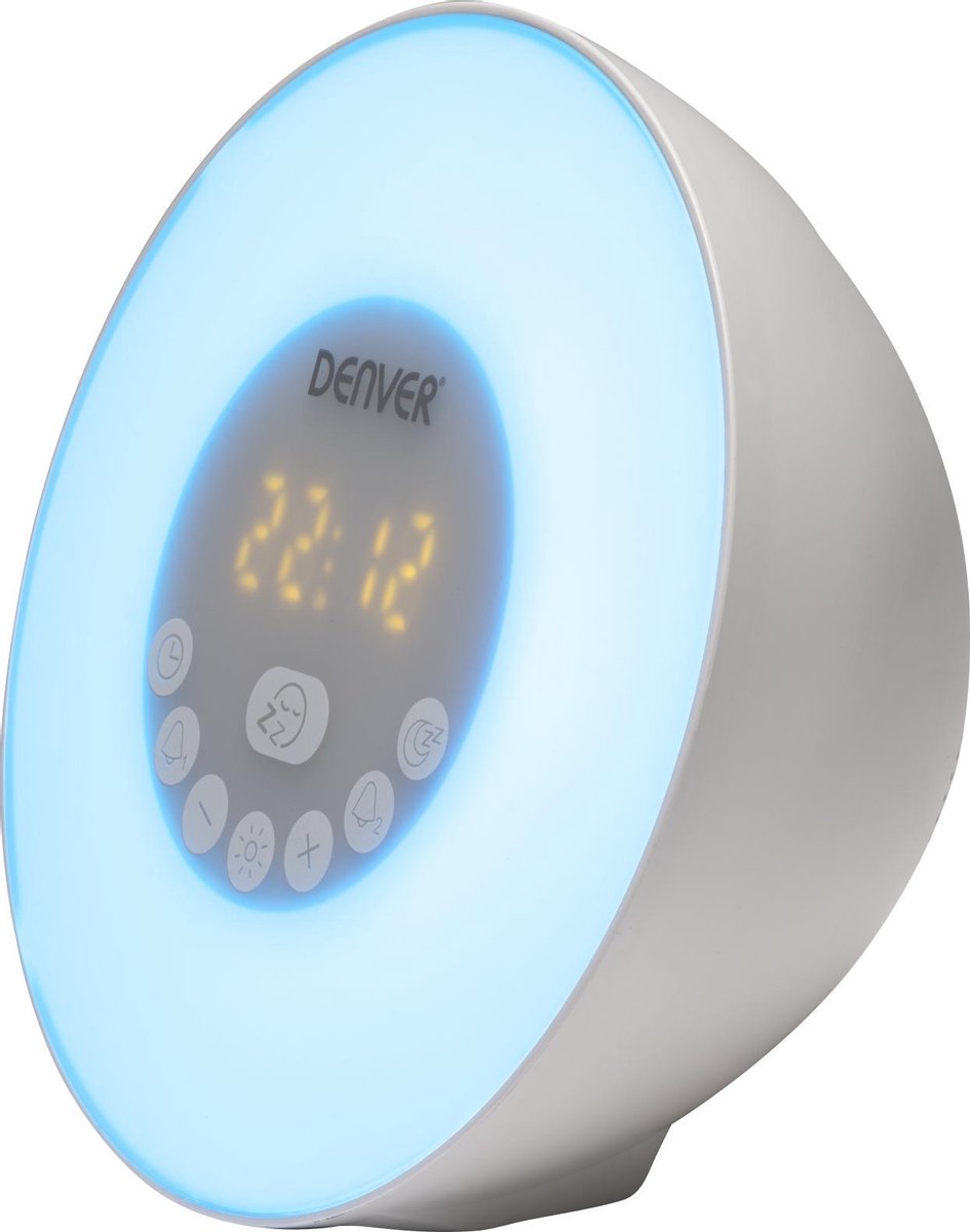 Denver CRLB-400 - Klokradio met Bluetooth / FM-radio & MP3 / Wake-up light / Zonsondergangsimulatie met slaaptimer / Wekker / Handsfree bellen /wit