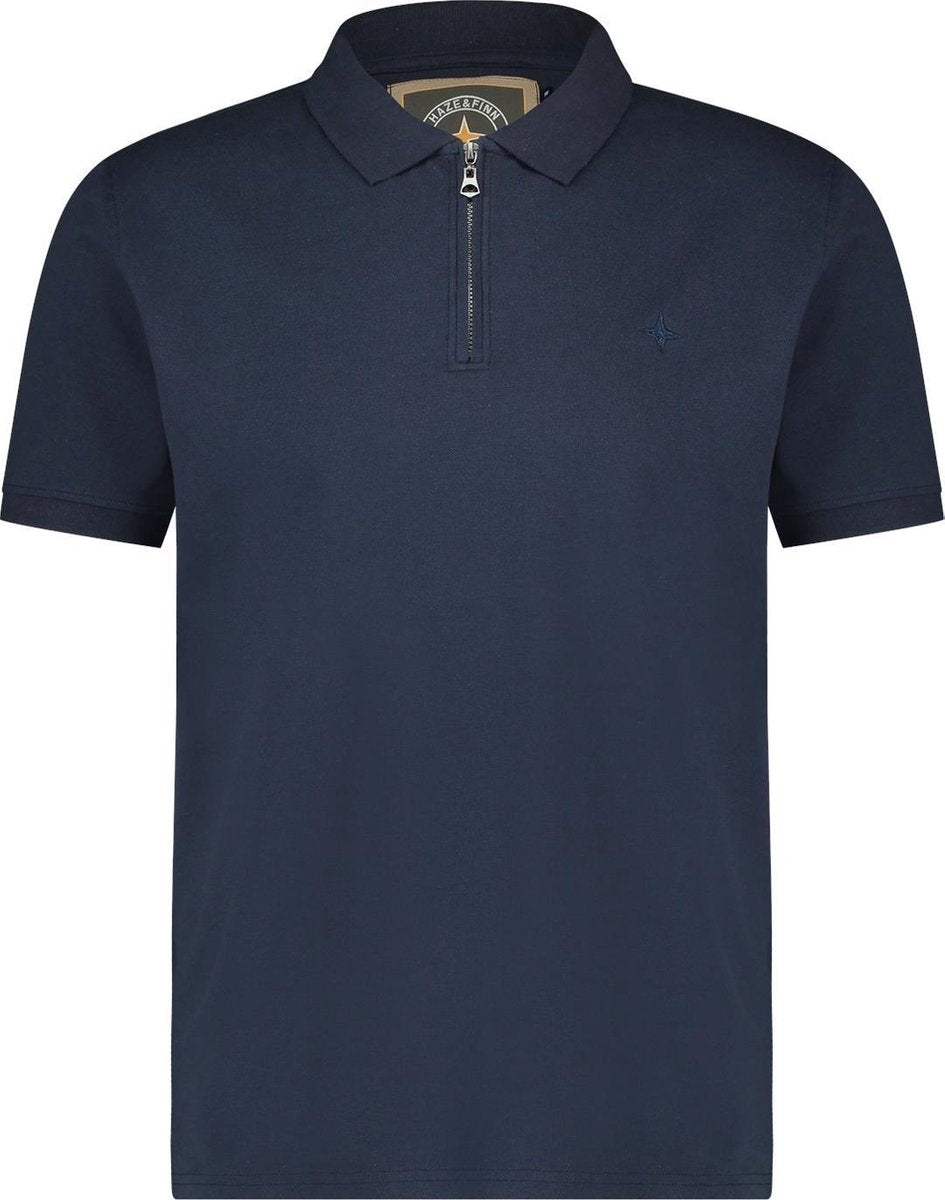 Haze&Finn Polo Korte Mouw Met Rits Navy (MU13-0312 - Sapphire)